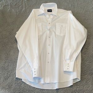 Wrangler white button up long sleeve casual shirt 2XL